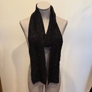 Elegant Black with silver thread Knit Scarf